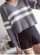 Striped Cropped Grey Sweater